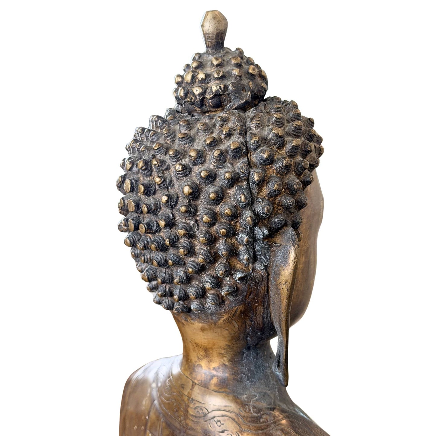Monumentale vuurvergulde bronzen Boeddha op lotustroon met beschermende abhaya mudra en zware 27 kg tempelkwaliteit