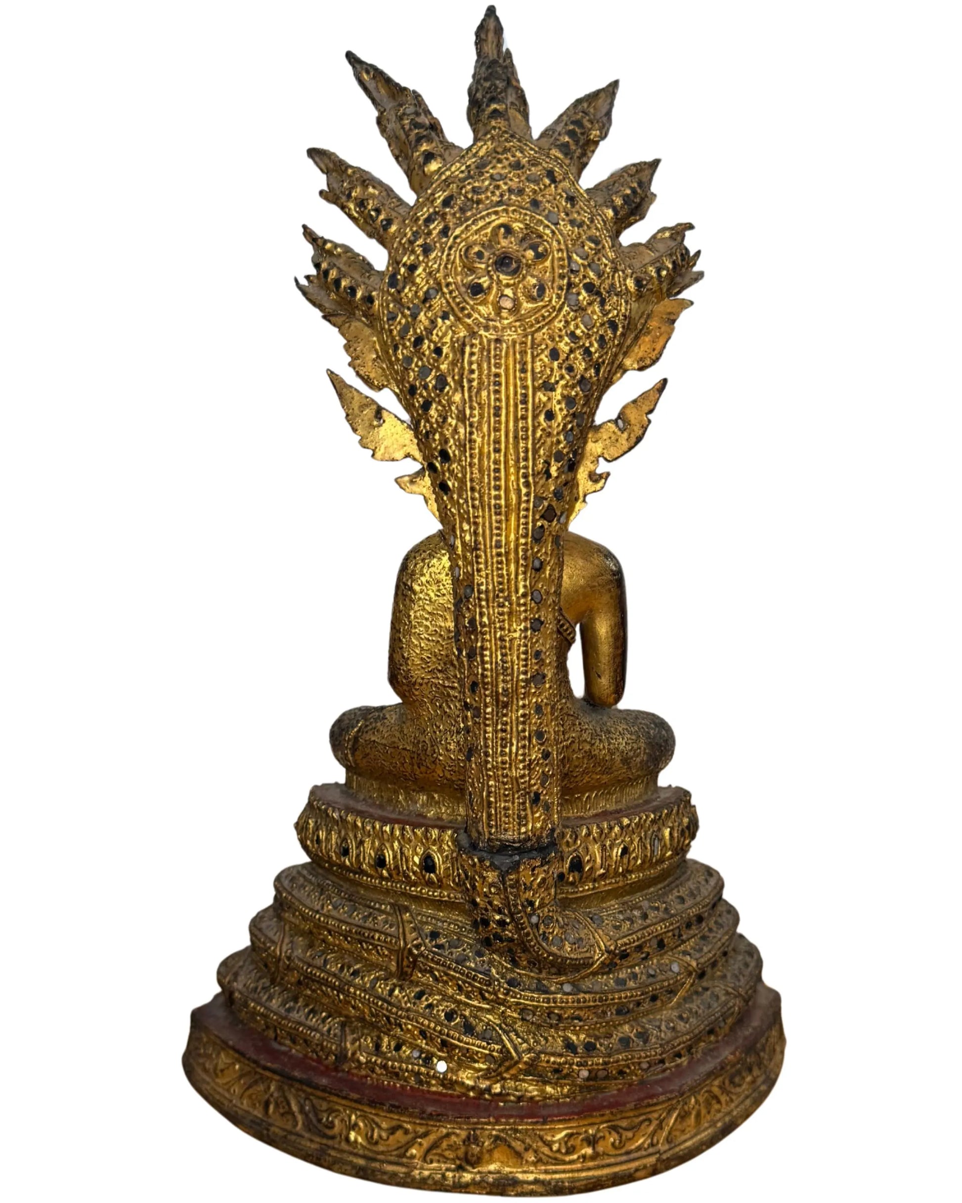 Naga boeddha brons thailand verguld spiritueel tempelbeeld