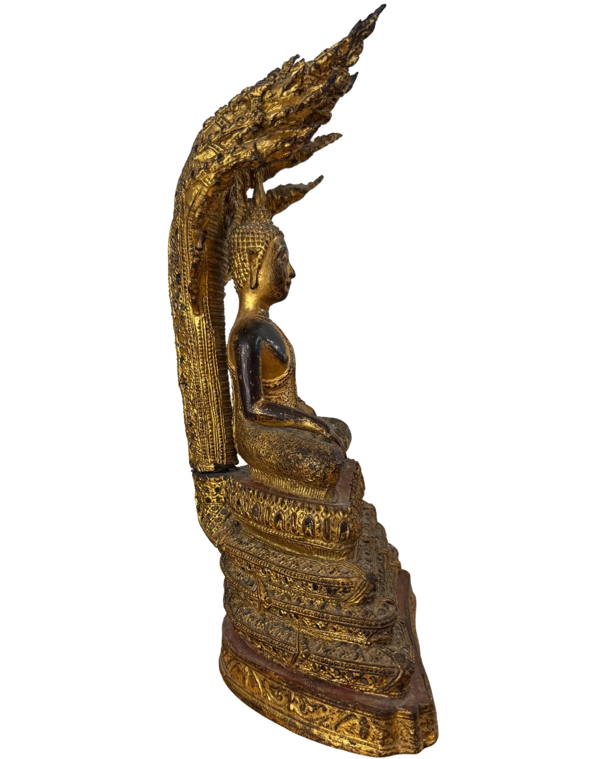 Naga boeddha brons verguld thailand rattanakosin boeddha beeld