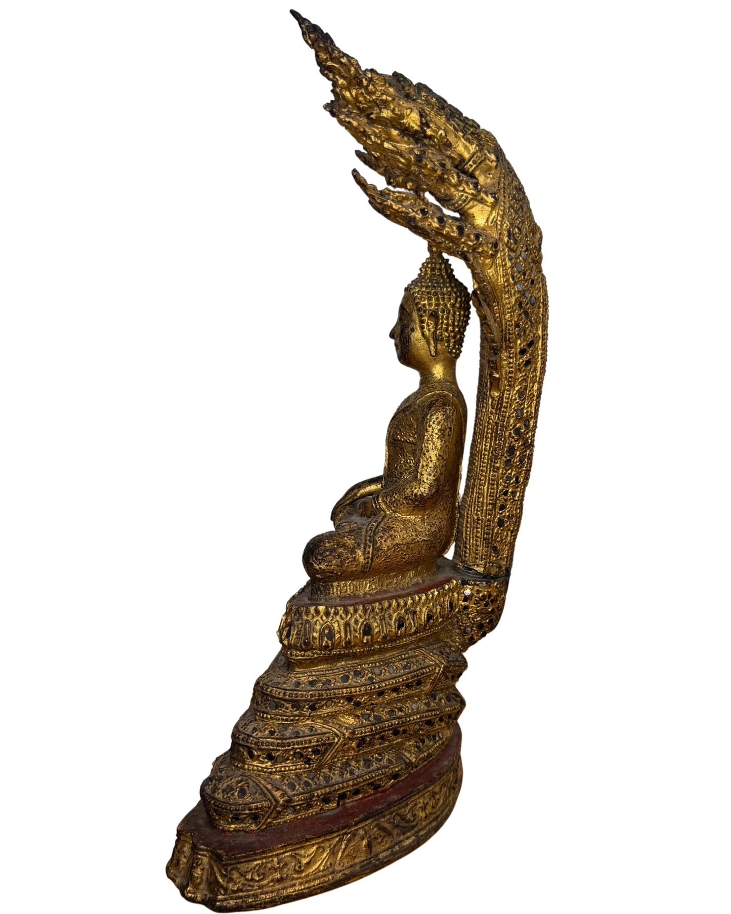 Naga boeddha thailand brons tempelbeeld verguld rattanakosin