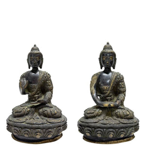 Nepalees Vuurverguld Bronzen Boeddha Paar – Vroege 20e Eeuw – Lot 457
