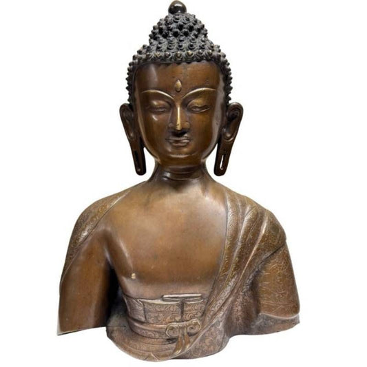Nepalese Buddha Bust – Heavy Bronze, Patan / Newar Style, 37 cm – front view