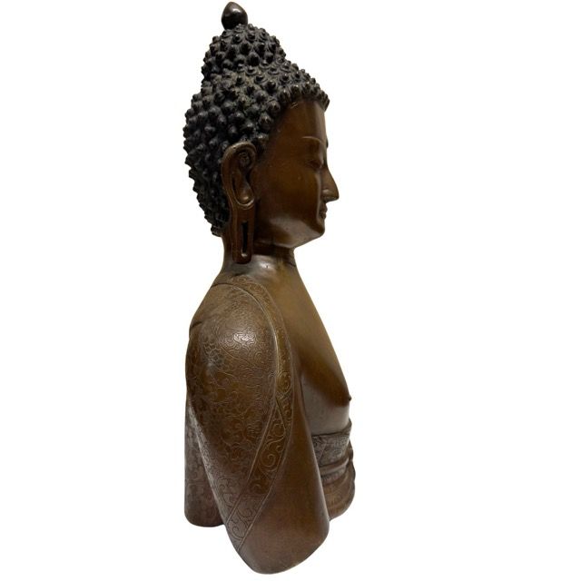 Nepalese Buddha Bust – Heavy Bronze, Patan / Newar Style, 37 cm – left-side view