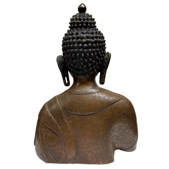 Nepalese Buddha Bust – Heavy Bronze, Patan / Newar Style, 37 cm – rear view