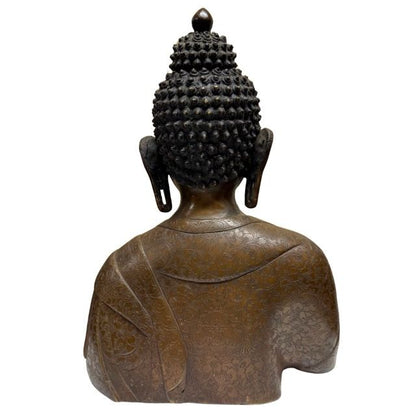 Nepalese Buddha Bust – Heavy Bronze, Patan / Newar Style, 37 cm – rear view