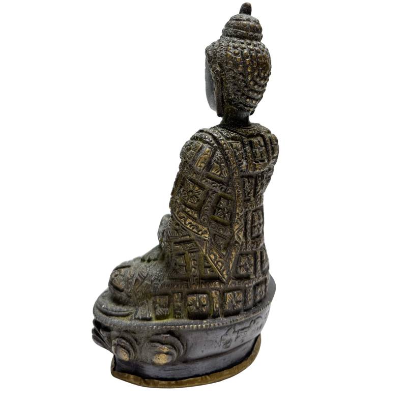 Opposite rear angle of Abhaya Mudra Buddha and lotus base