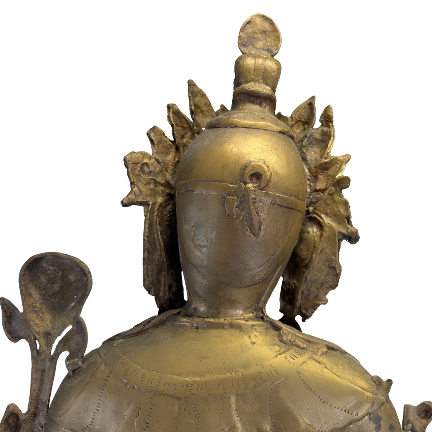 Rear head and crown detail of the antique Nepalese Green Tara