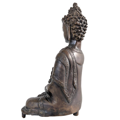 Nepalese Medicine Buddha – Heavy Bronze, 23 cm – right three-quarter rear view