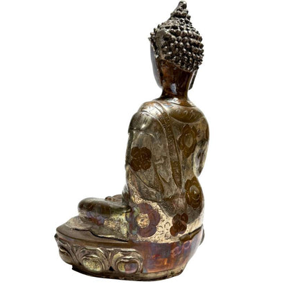 Nepalese Shakyamuni Buddha – Hand-Engraved Bronze, ca. 1920, 37 cm – right three-quarter rear view