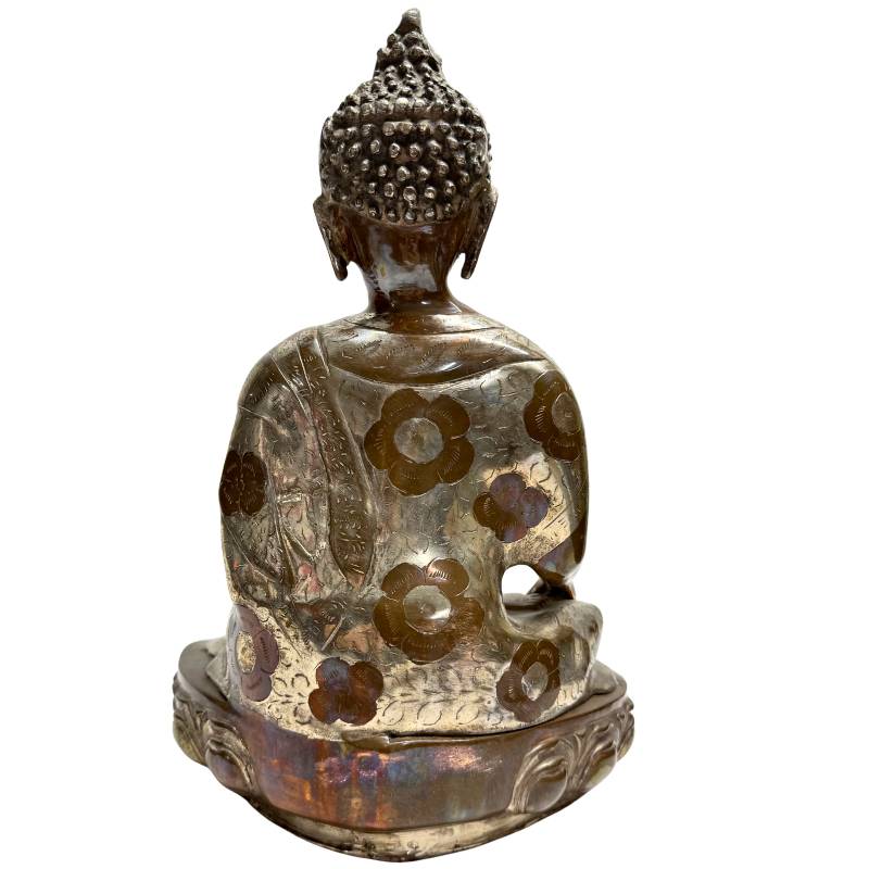Nepalese Shakyamuni Buddha – Hand-Engraved Bronze, ca. 1920, 37 cm – rear view