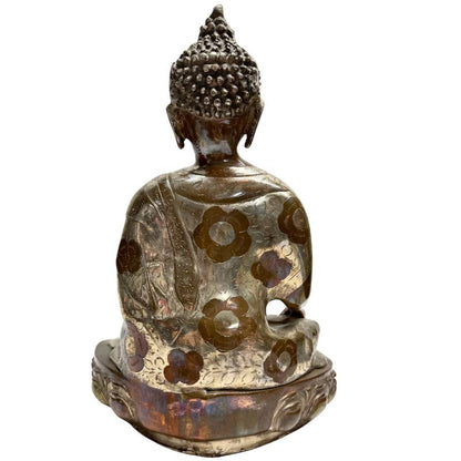 Nepalese Shakyamuni Buddha – Hand-Engraved Bronze, ca. 1920, 37 cm – rear view