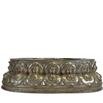 Silvered double lotus throne of the Newar Medicine Buddha, secondary detail