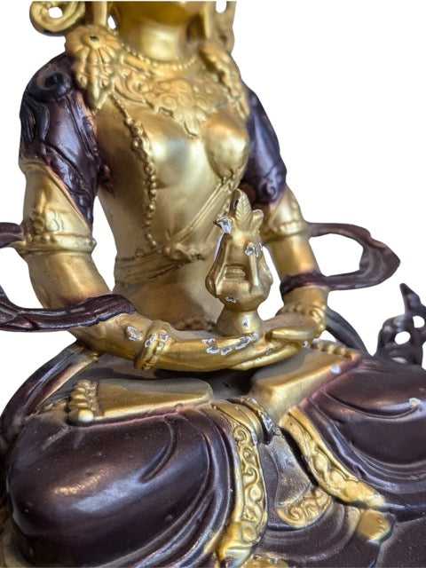 Natural aged surface on the old bronze sculpture