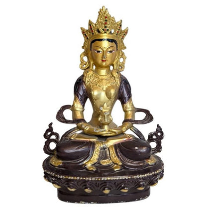 Old Nepalese bronze Tara seated on a lotus base