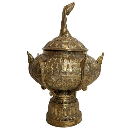 Naga-decorated lid on the Southeast Asian offering vessel