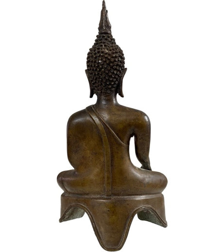Old Thai Buddha – Bronze, Bhumisparsha Mudra, 26 cm – rear view
