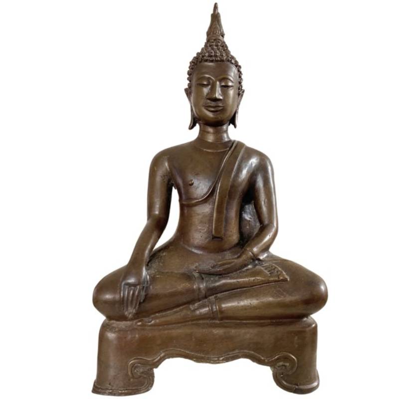 Old Thai Buddha – Bronze, Bhumisparsha Mudra, 26 cm – front view