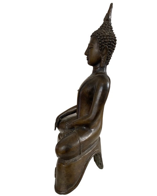 Old Thai Buddha – Bronze, Bhumisparsha Mudra, 26 cm – left-side view