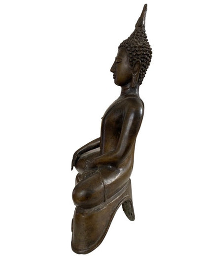 Old Thai Buddha – Bronze, Bhumisparsha Mudra, 26 cm – left-side view