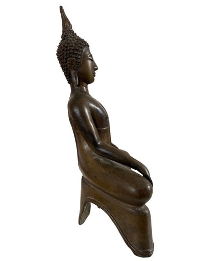 Old Thai Buddha – Bronze, Bhumisparsha Mudra, 26 cm – right-side view