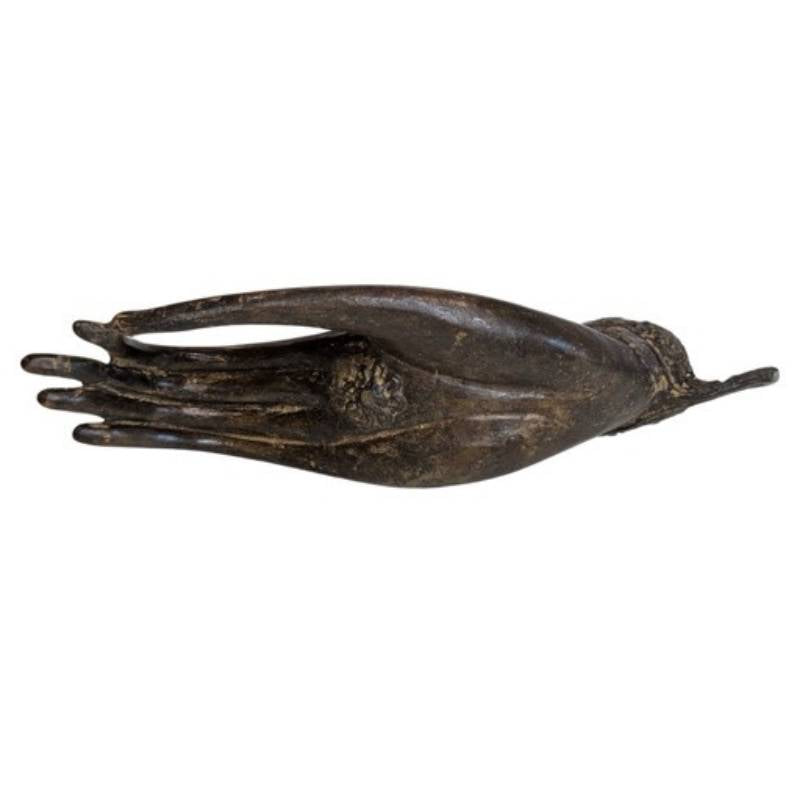 Bronze Buddha hand with fingers in the Buddhist teaching gesture
