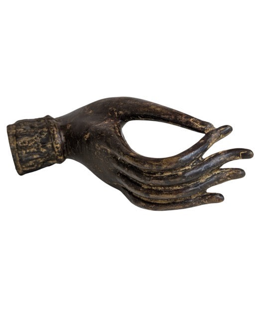 Mounted bronze Buddha hand fragment in Vitarka Mudra