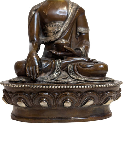 Flame-like ushnisha above the Medicine Buddha's head