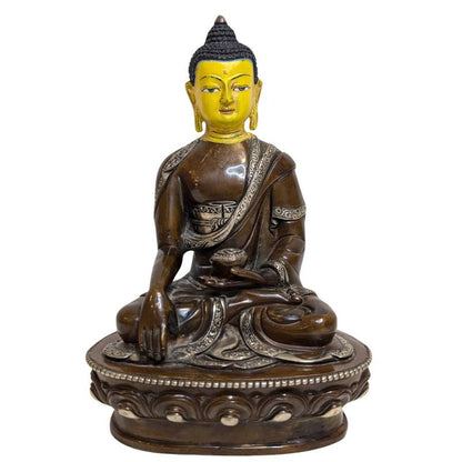 Serene face and flame-like ushnisha of the Tibetan Medicine Buddha