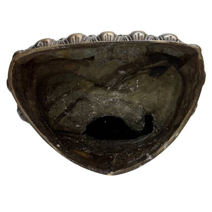 Old Tibetan Lama – Heavy Bronze on Lotus Base, 38 cm – close view of the central details