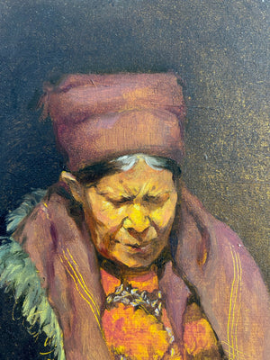 Origineel Olieverfportret "Portrait 001" – Li Feng (1977) – Realisme op Hout – 2026