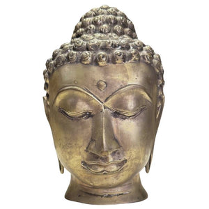 Thais-Laotiaans Bronzen Boeddhahoofd – Oud