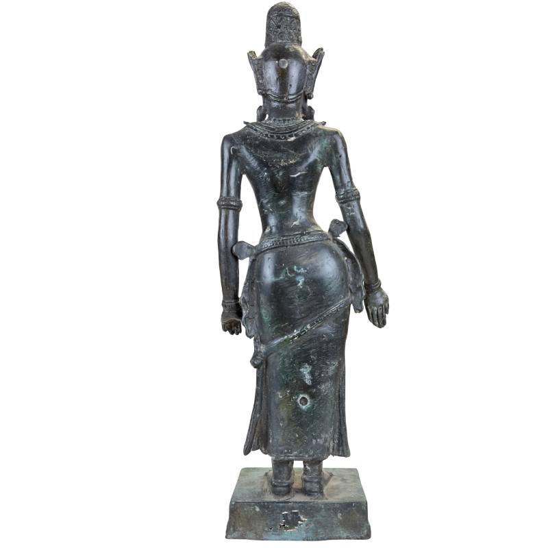 oud bronzen tempelbeeld uit zuidoost azië met oxidatie