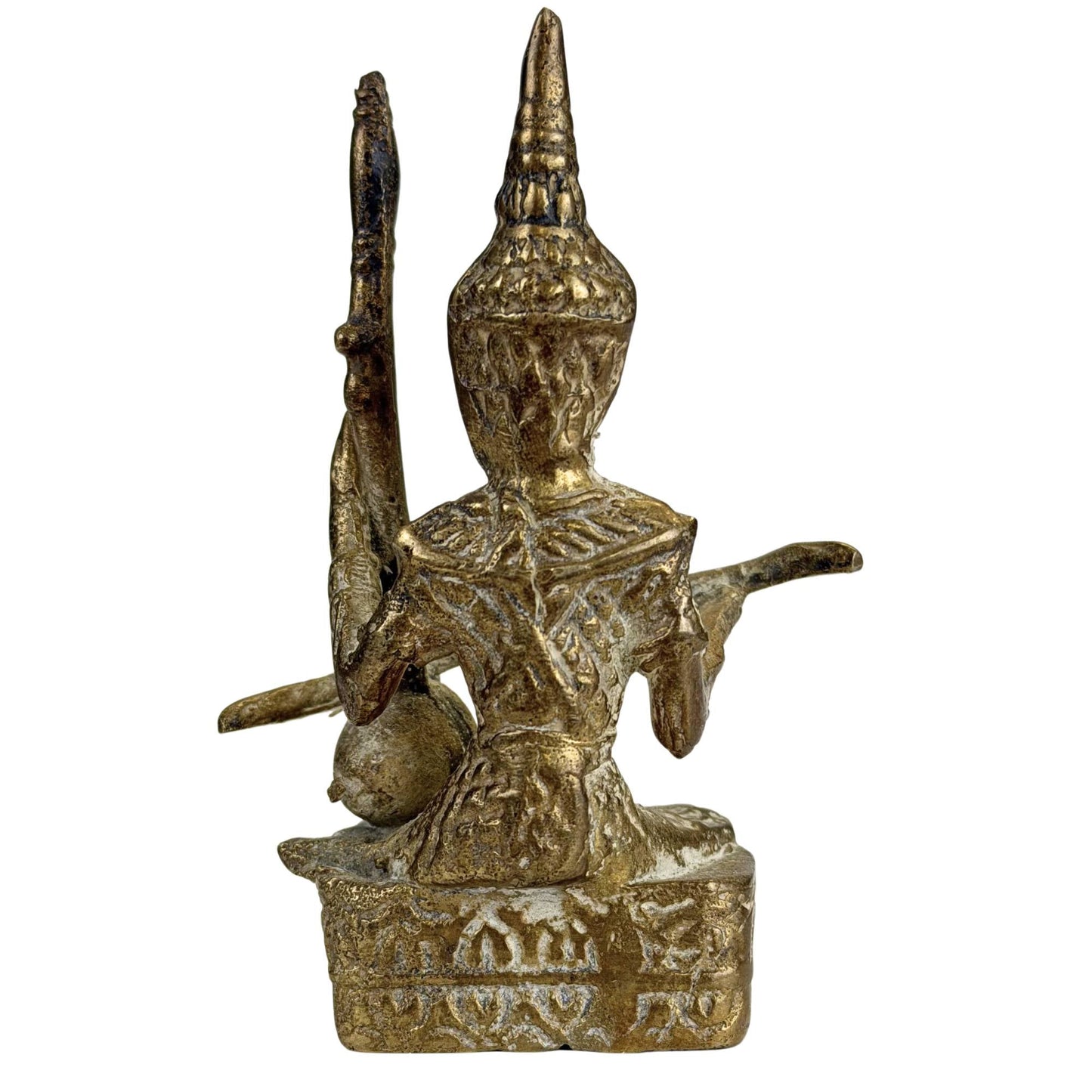 Oud Thais bronzen beeld met sierlijke tempelstijl details