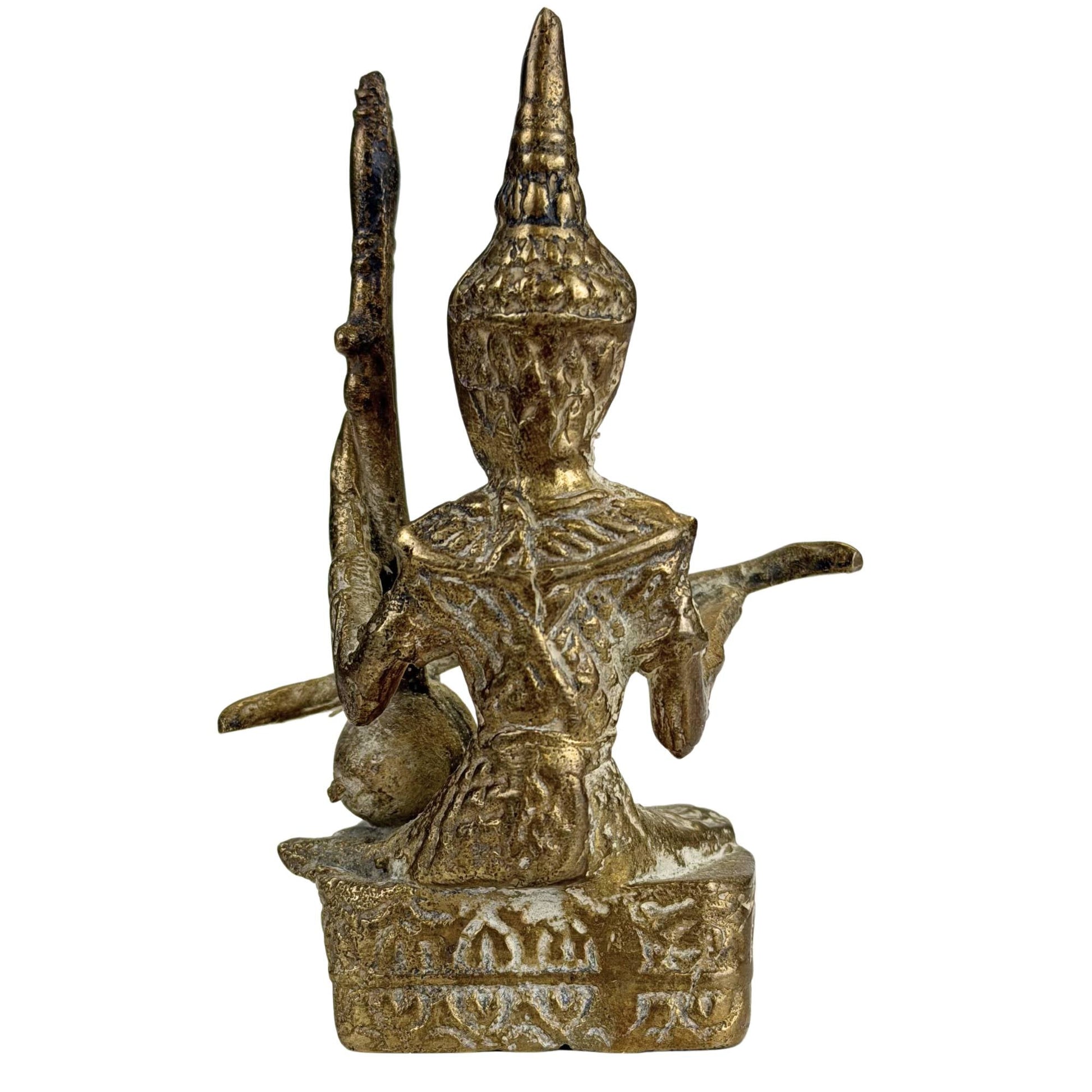 Oud Thais bronzen beeld met sierlijke tempelstijl details