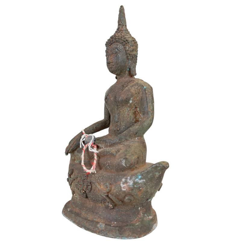 Oude bronzen Boeddha uit Thailand met originele patina
