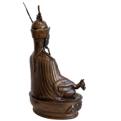 Antique Bronze Padmasambhava – 18th–19th Century – left three-quarter rear view