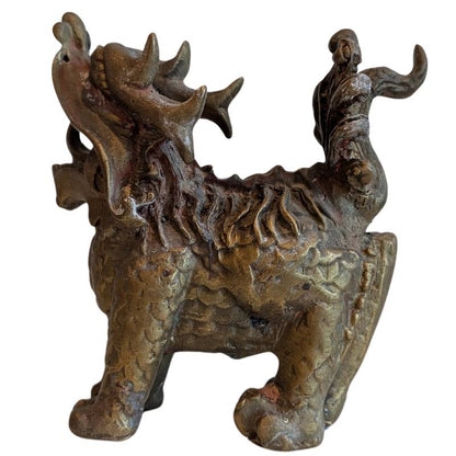 Pair of Chinese Bronze Foo Dogs – Temple Guardian Lions – right-side view