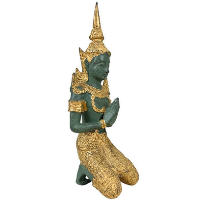 Pair of Thai Thepanom Temple Guardians – Gilt Patina, 17.5 cm – underside and base view