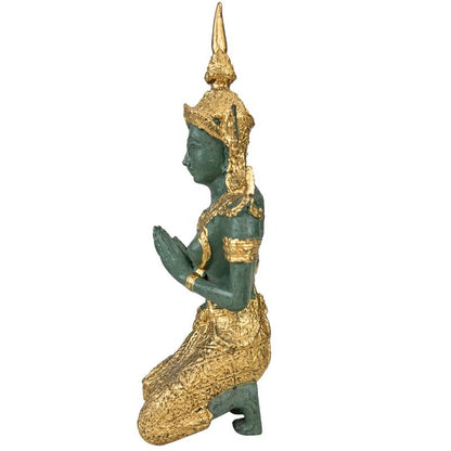 Pair of Thai Thepanom Temple Guardians – Gilt Patina, 17.5 cm – right-side view