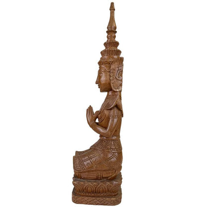Pair of Vintage Thai Thepanom Guardians – Carved Teak, ca. 1960 – right-side view