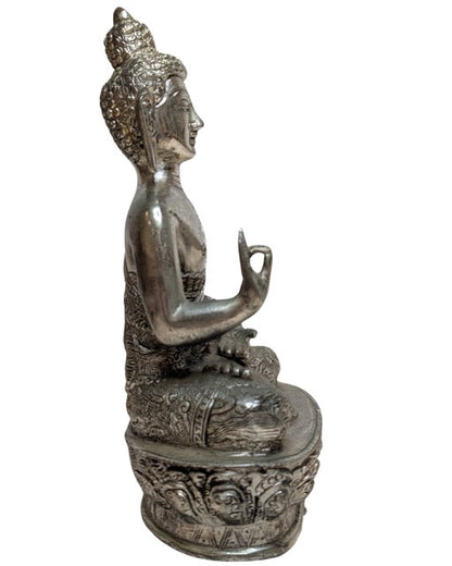 Seated Nepalese Buddha with detailed engraved robe