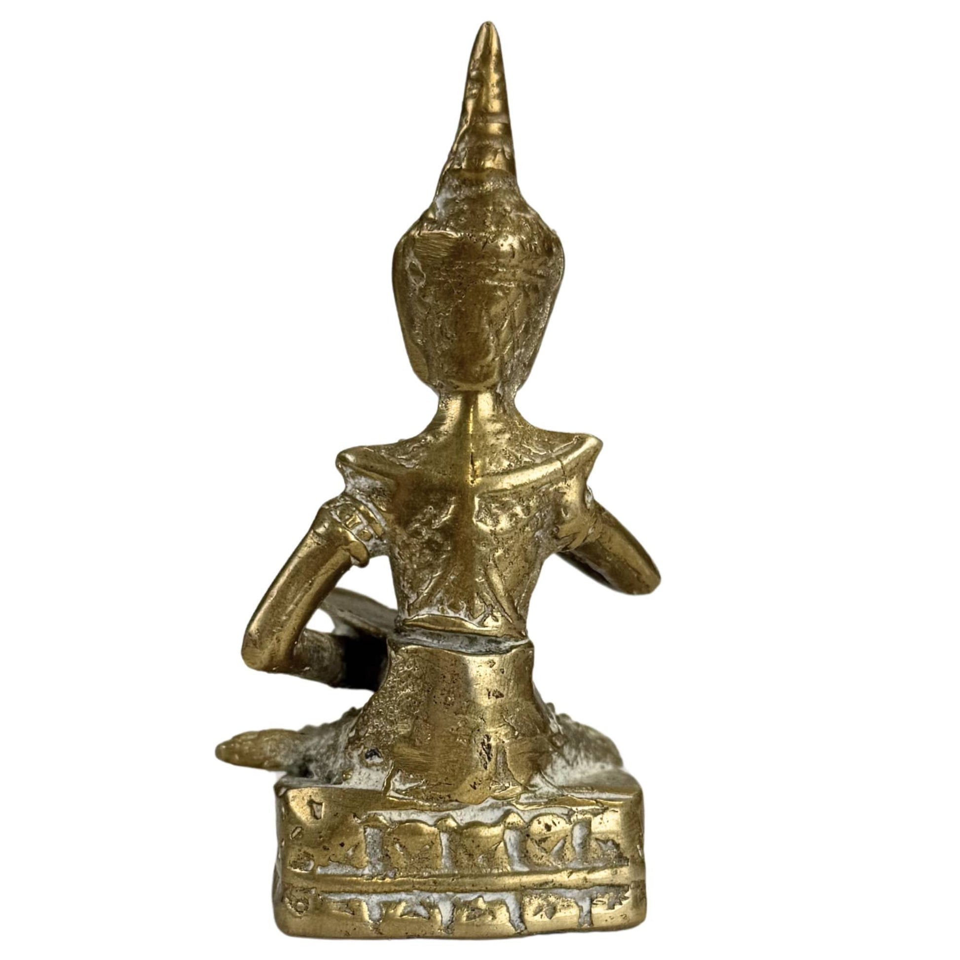 Profiel van antieke Thaise bronzen muzikantenfiguur