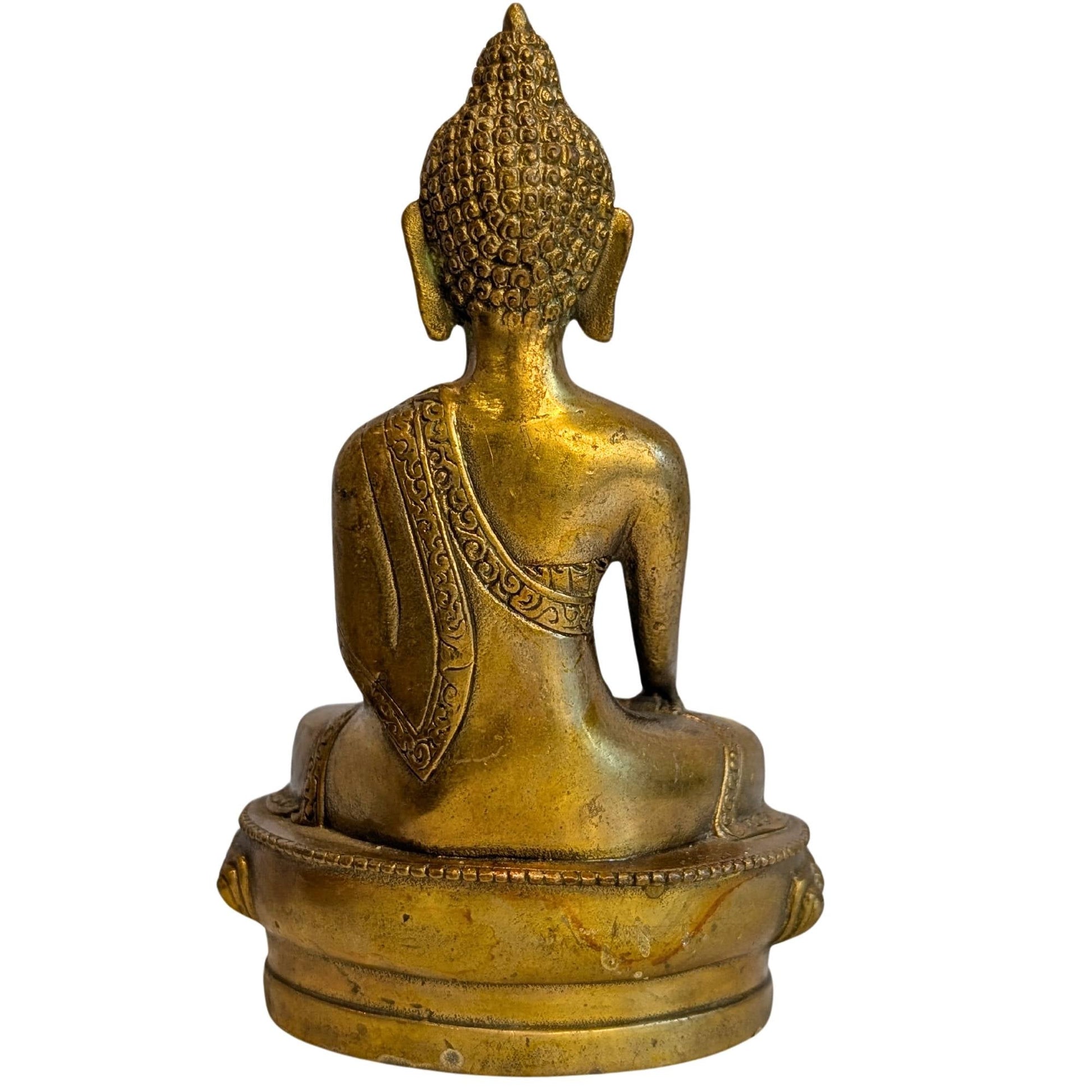 Rugzijde bronzen Boeddha Medicijn sculptuur met traditionele gewaden