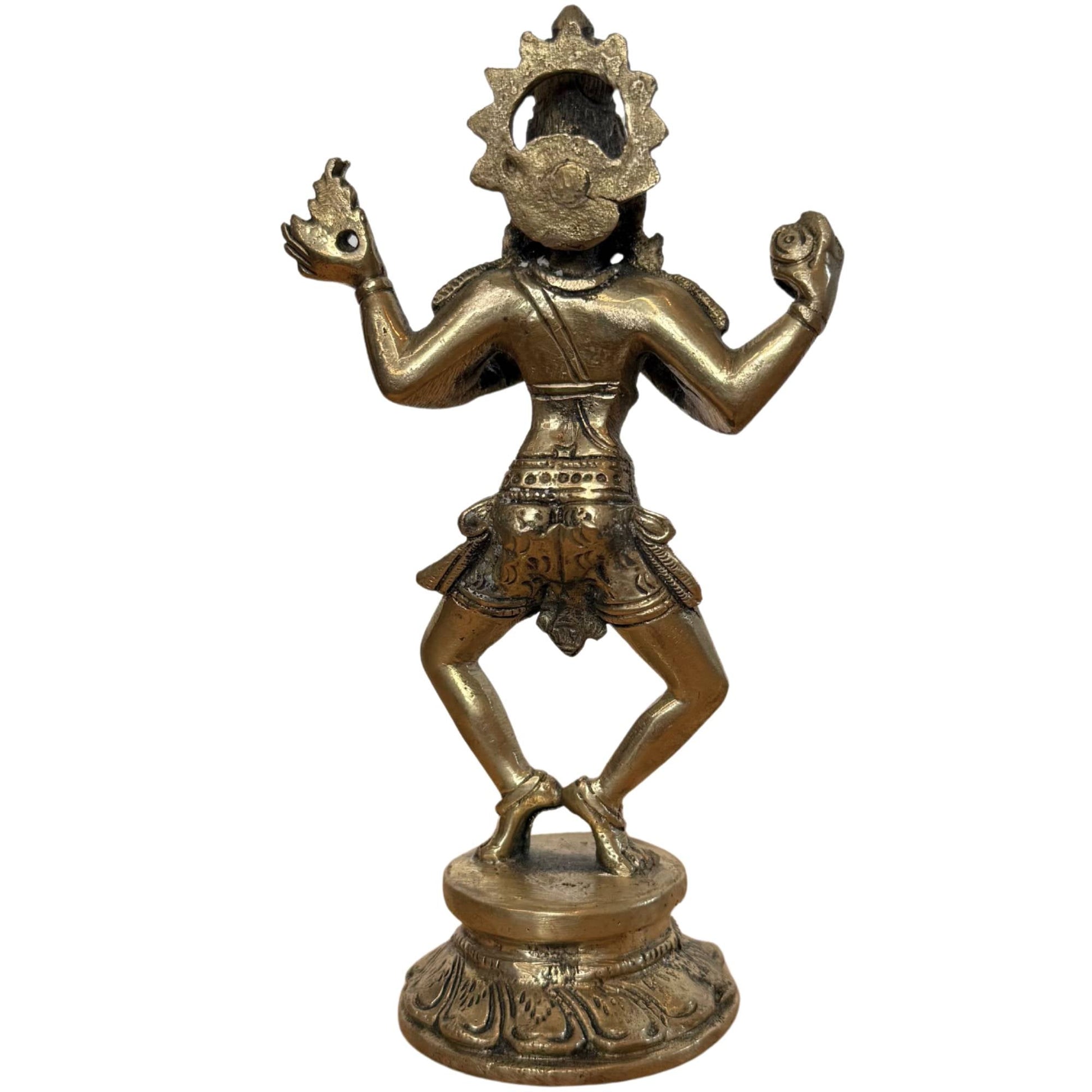 Detail van de achterkant van de halo en het opgestoken haar van Shiva.