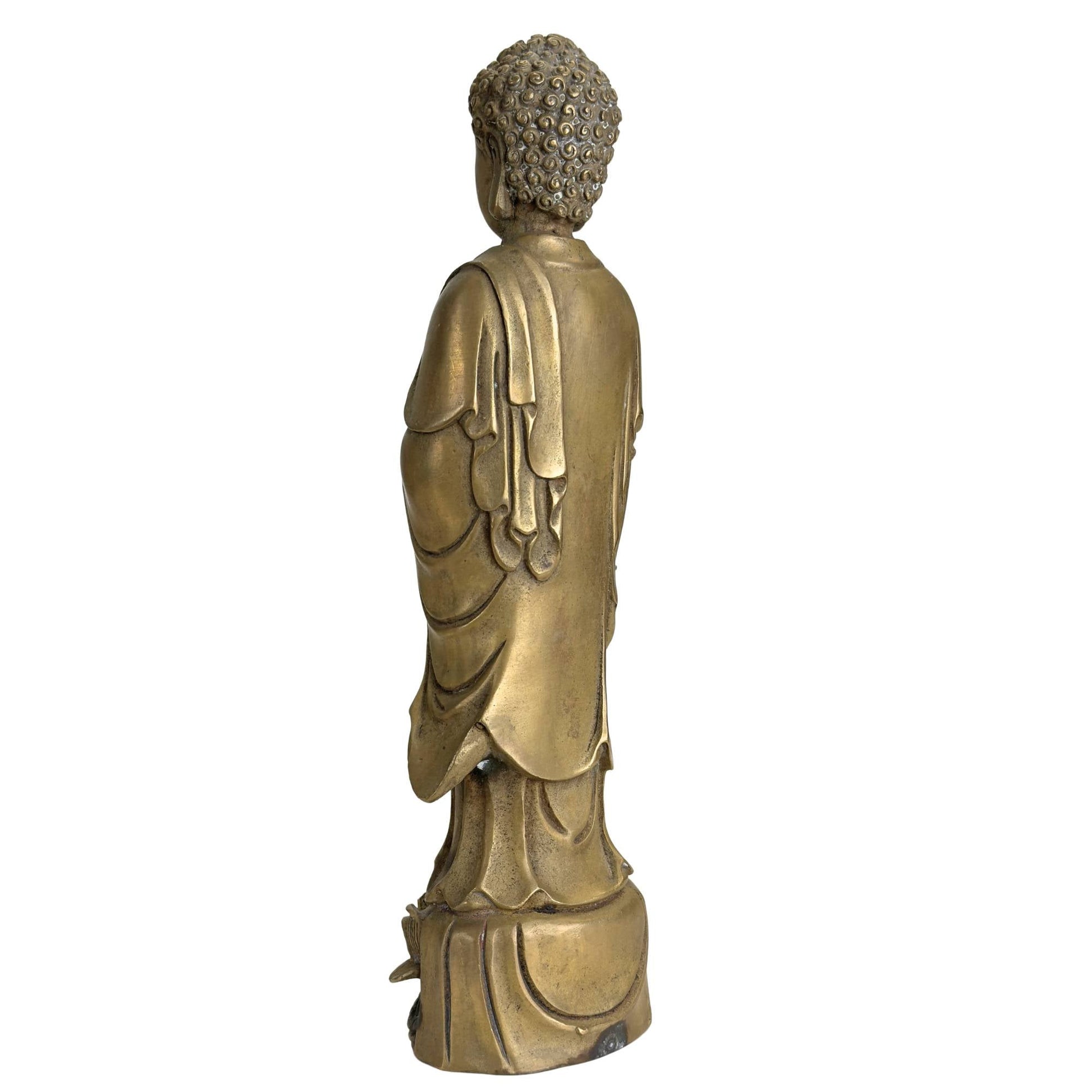 Sino-boeddhistisch bronzen beeld van Amida of Amitabha met lotusknop en rustige uitstraling