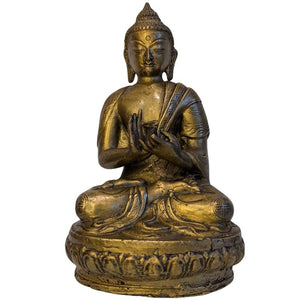 Antiek Aziatisch bronzen Boeddhabeeld in Dharmachakra-mudra (Lot 123)