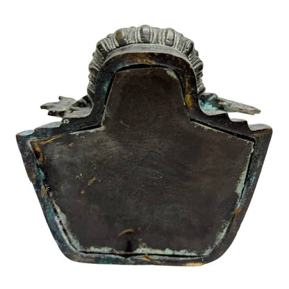 Underside of the Sino-Tibetan bronze Maitreya showing the base construction