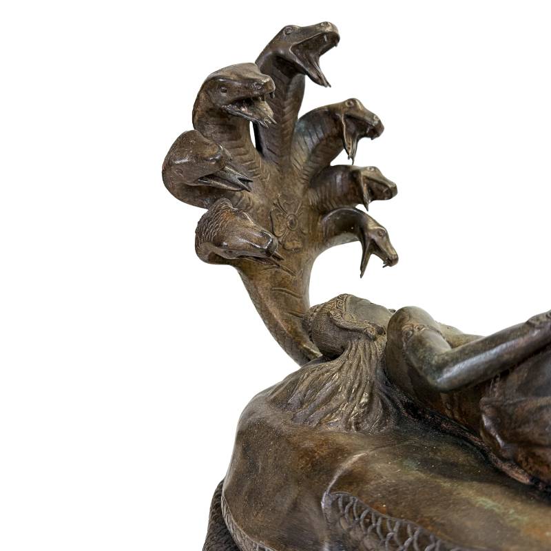 Slapende Vishnu met Lakshmi messing kunst Zuidoost-Azië