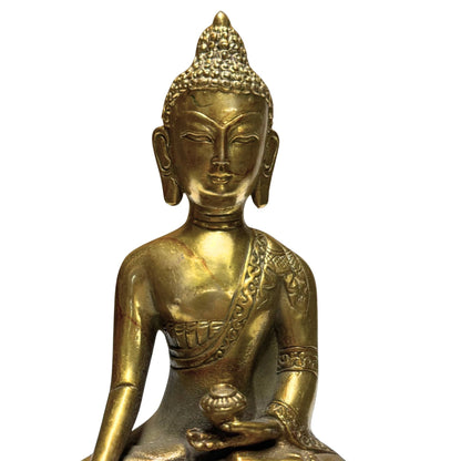 Small Gilt Bronze Buddha – Bhumisparsha Mudra, 15.5 cm – close view of the upper section