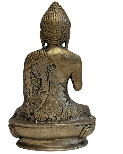 Nepalese Buddha seated on an elegant bronze lotus base